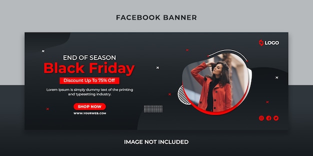 Black friday season sale facebook timeline cover and web banner template