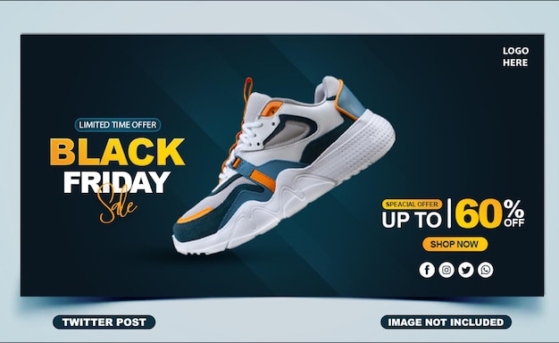 PSD black friday shoe sale twitter post design