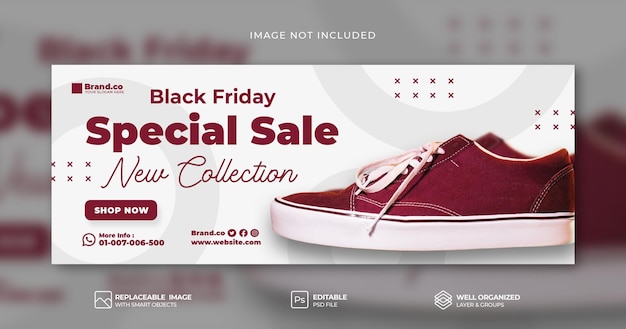 PSD black friday shoes sale-promotie facebook-omslagsjabloon premium psd