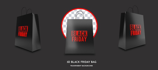 PSD black friday shopping bags 3d style render