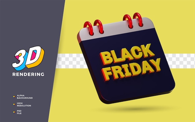 PSD black friday shopping day discount flash sale festival 3d render object illustration