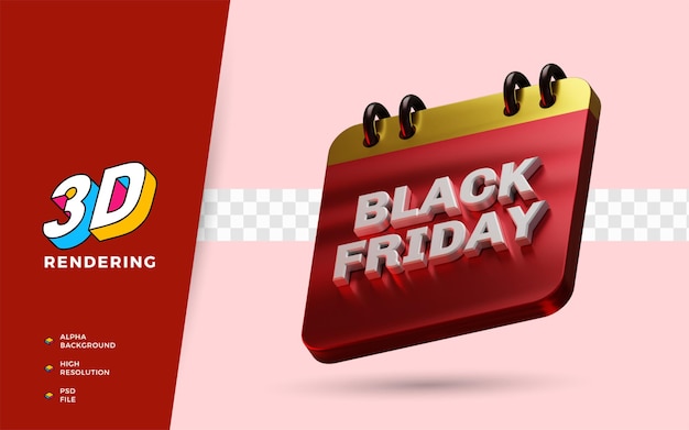 Black friday shopping day discount flash sale festival 3d render object illustration