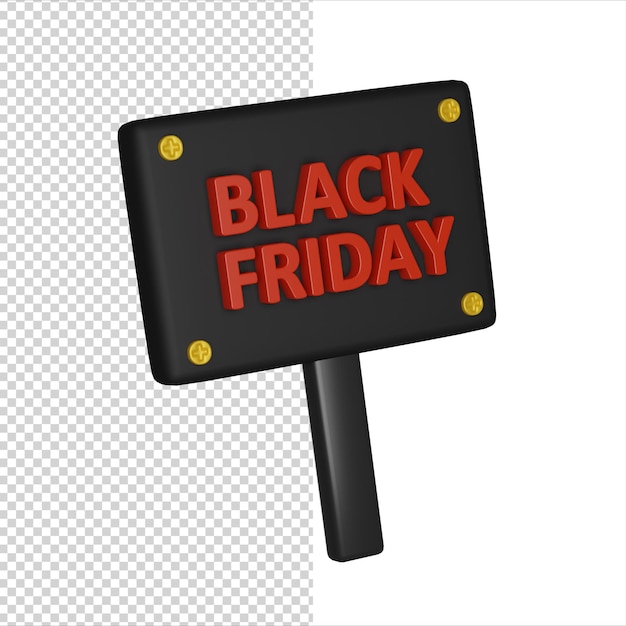 PSD icona di rendering 3d del cartello del black friday