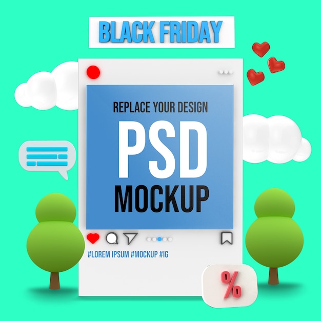 Black friday socail media square size mockup design