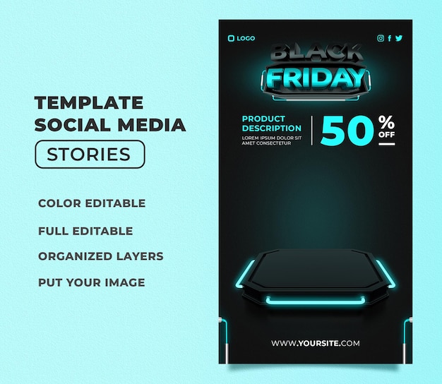 Black Friday Social Media Banner Szablon Promocja Psd Post