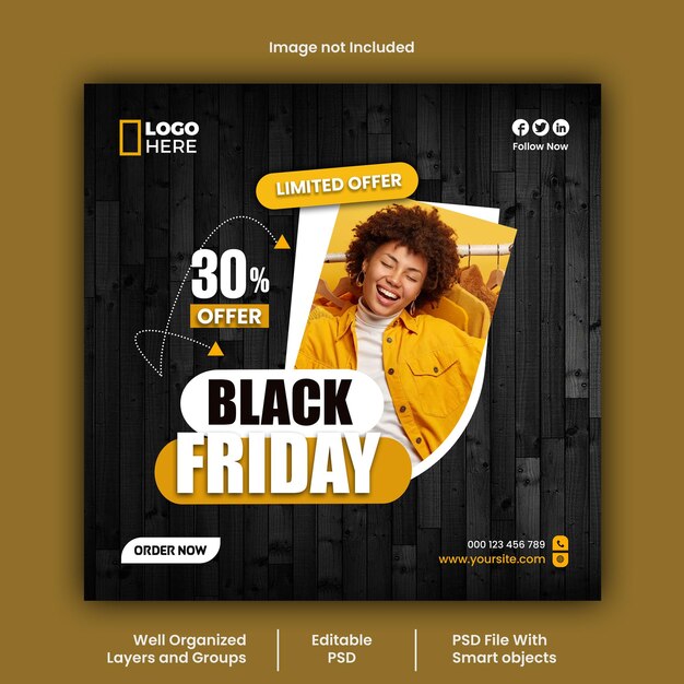 PSD black friday social media post design psd template