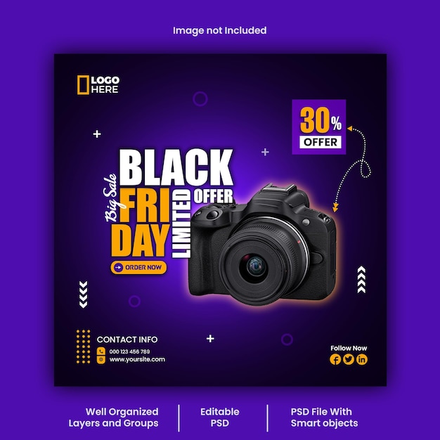 Black friday social media post design psd template