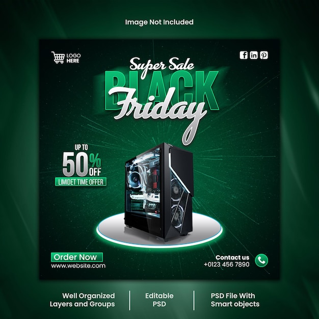 black friday social media post design psd template
