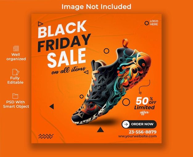 PSD disegno di post sui social media del black friday