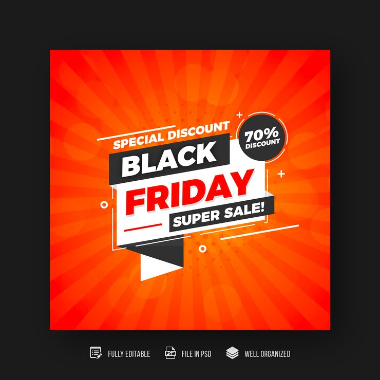 PSD black friday social media post and discount sale banner design template