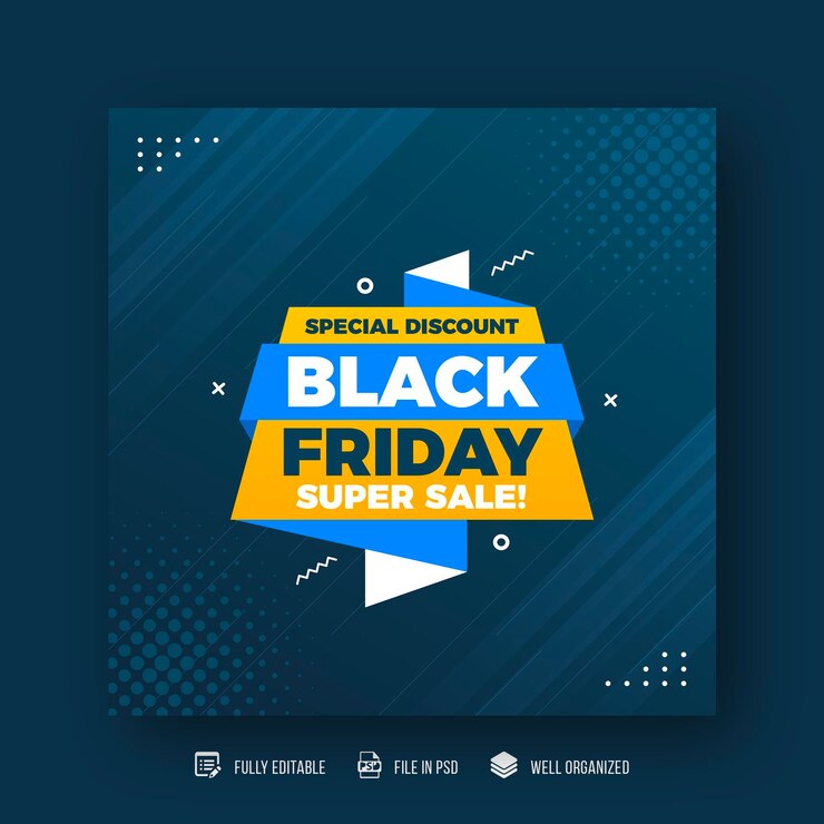 PSD black friday social media post and discount sale banner design template