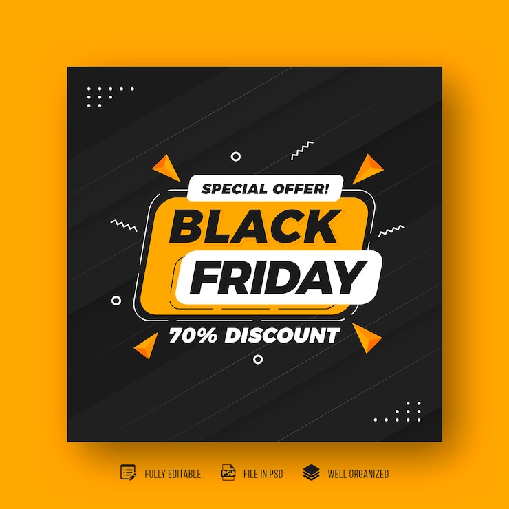 PSD black friday social media post and discount sale banner design template
