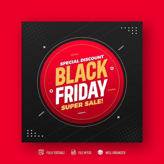 Black Friday social media post en korting verkoop banner ontwerp sjabloon