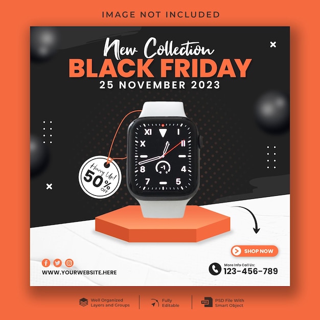 Modello di media sociali di black friday