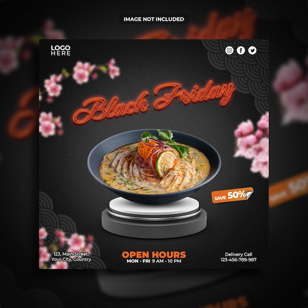 PSD black friday social media promotion square banner template