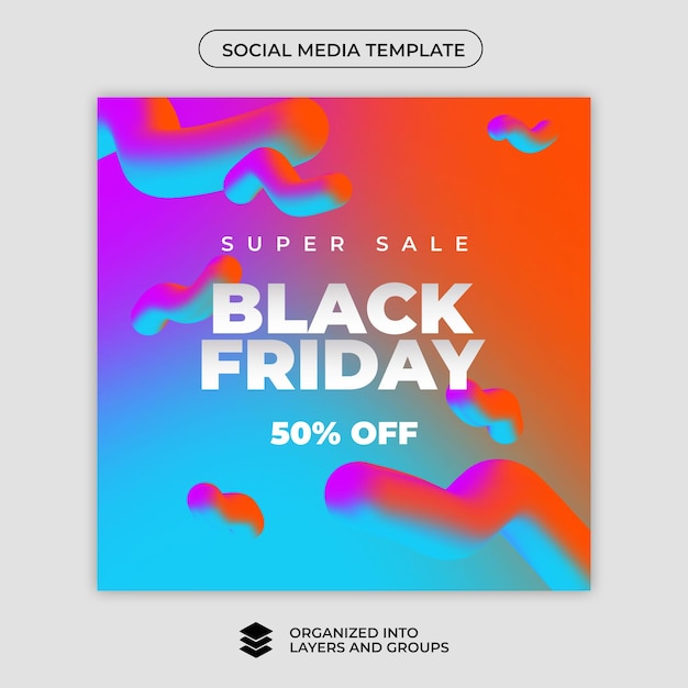 Black friday social media-sjabloon met kortingsverloopkleur