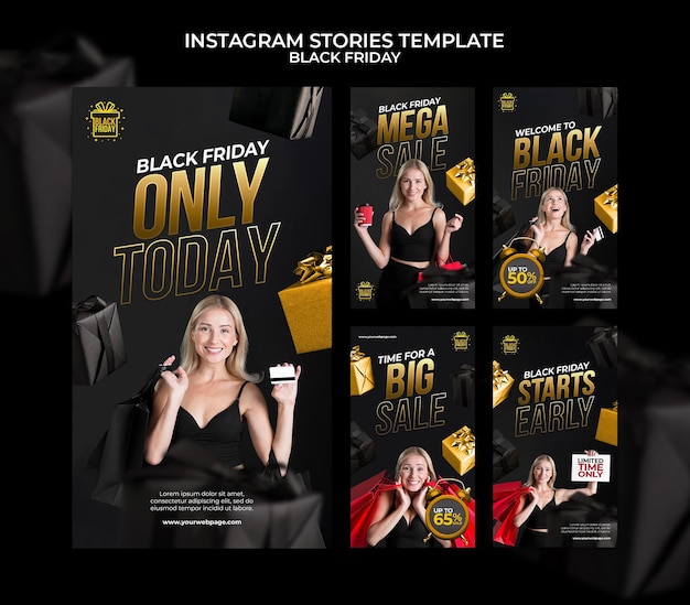 PSD black friday social media stories collection