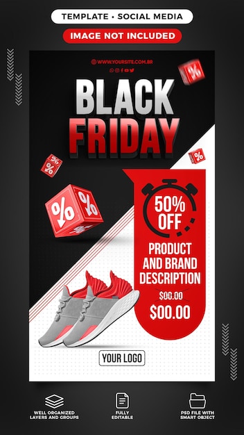 PSD storie sui social media del black friday con sconti fino a 50