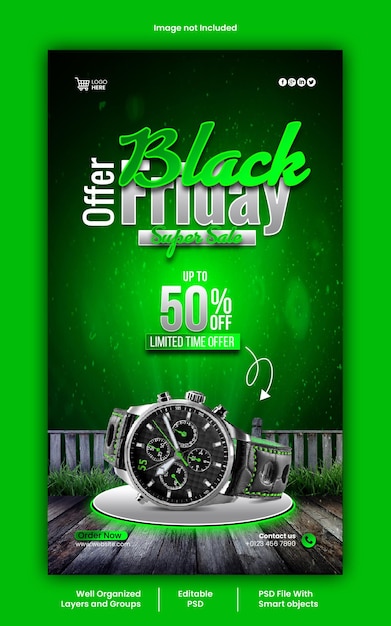 PSD black friday social media story design psd template