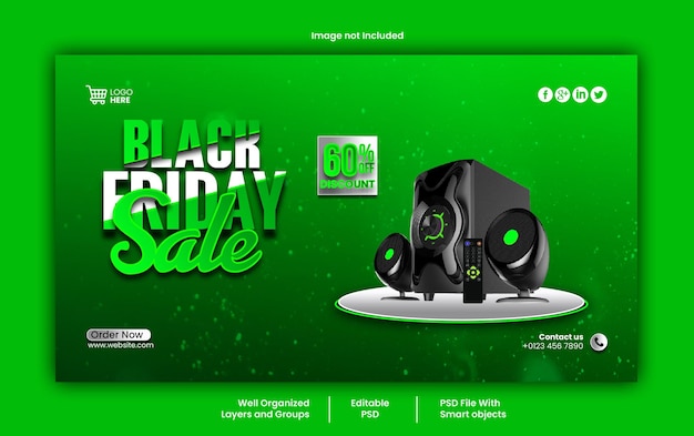 PSD black friday social media web banner psd template