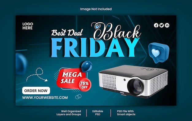 PSD black friday social media web banner psd template