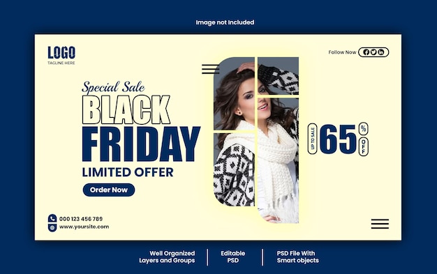 Modello psd del banner web dei social media del black friday