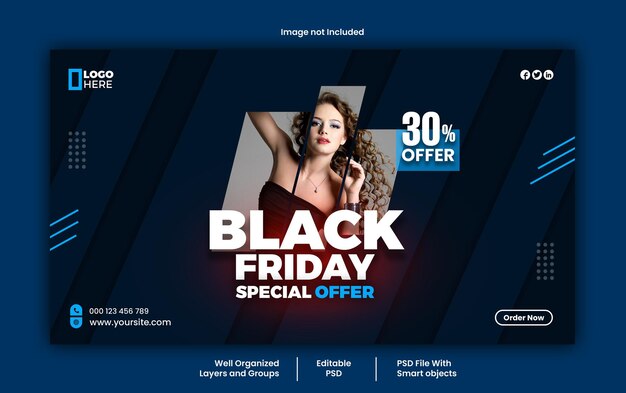 PSD modello psd del banner web dei social media del black friday