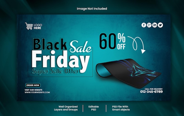 Modello psd del banner web dei social media del black friday