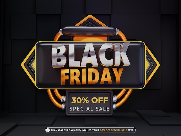 Banner di vendita speciale del black friday con effetto di testo modificabile