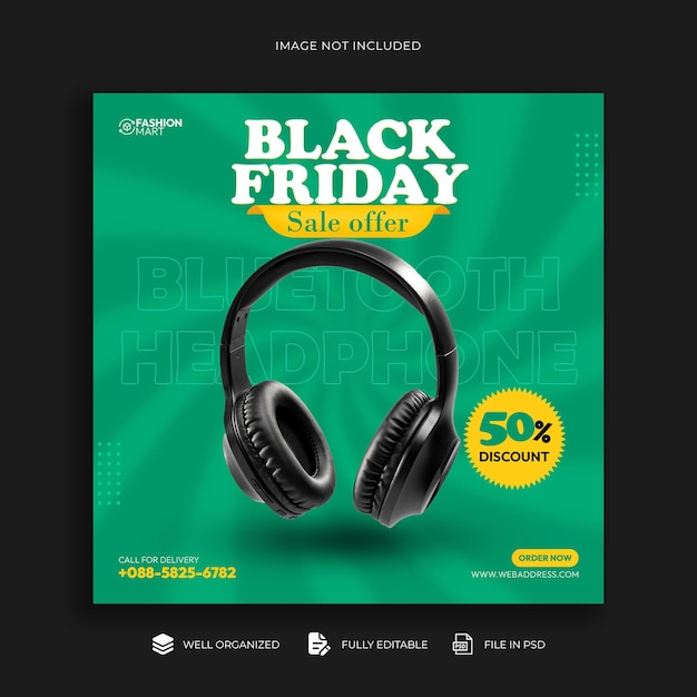 Black friday special sale social media post design instagram banner template