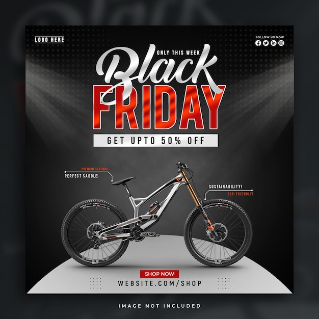 PSD modello di post sui social media per la vendita speciale del black friday