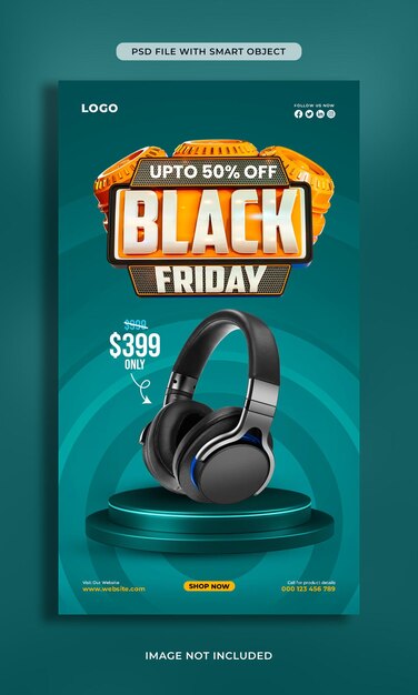 PSD black friday special sale social media story design template