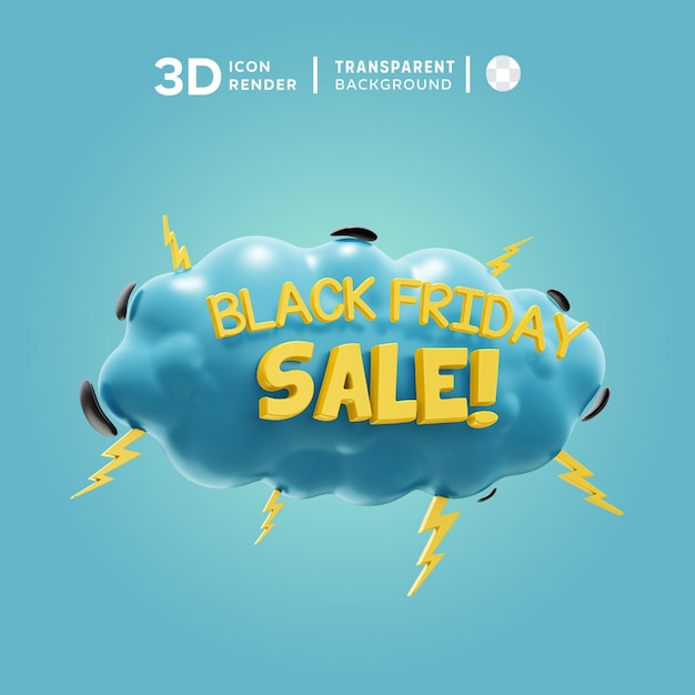 Black friday stciker 3d icon illustration