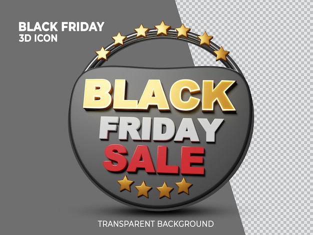 Vista frontale dell'icona resa 3d della super vendita del black friday