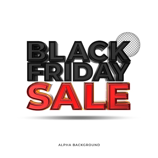 Black friday super sale 3d text mockup with alpha background