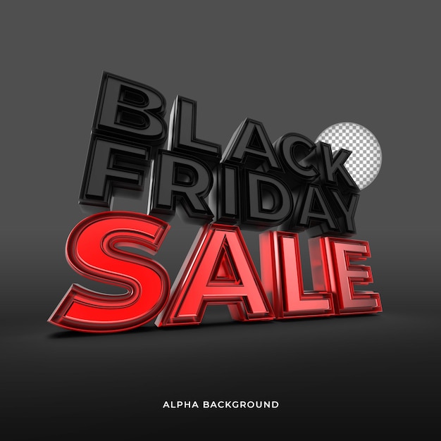 Black friday super sale 3d text mockup with alpha background