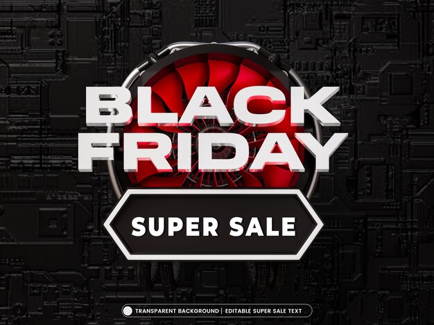 PSD black friday super sale banner 3d render illustration