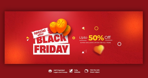 Modello di copertina di facebook super vendita del black friday