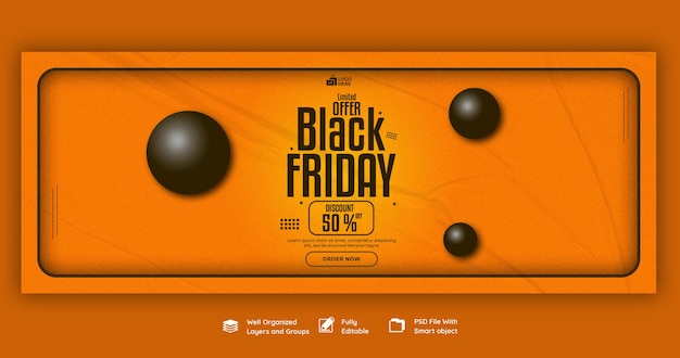 Modello di copertina di facebook super vendita del black friday