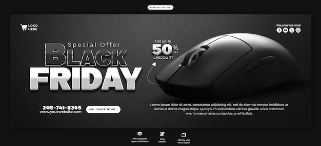 Black friday super sale facebook cover template