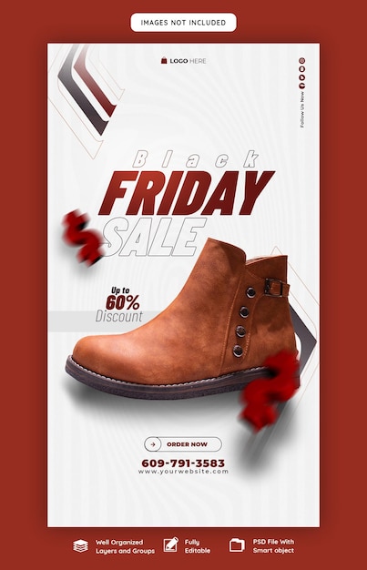 PSD black friday super sale instagram en facebook verhaalbannersjabloon