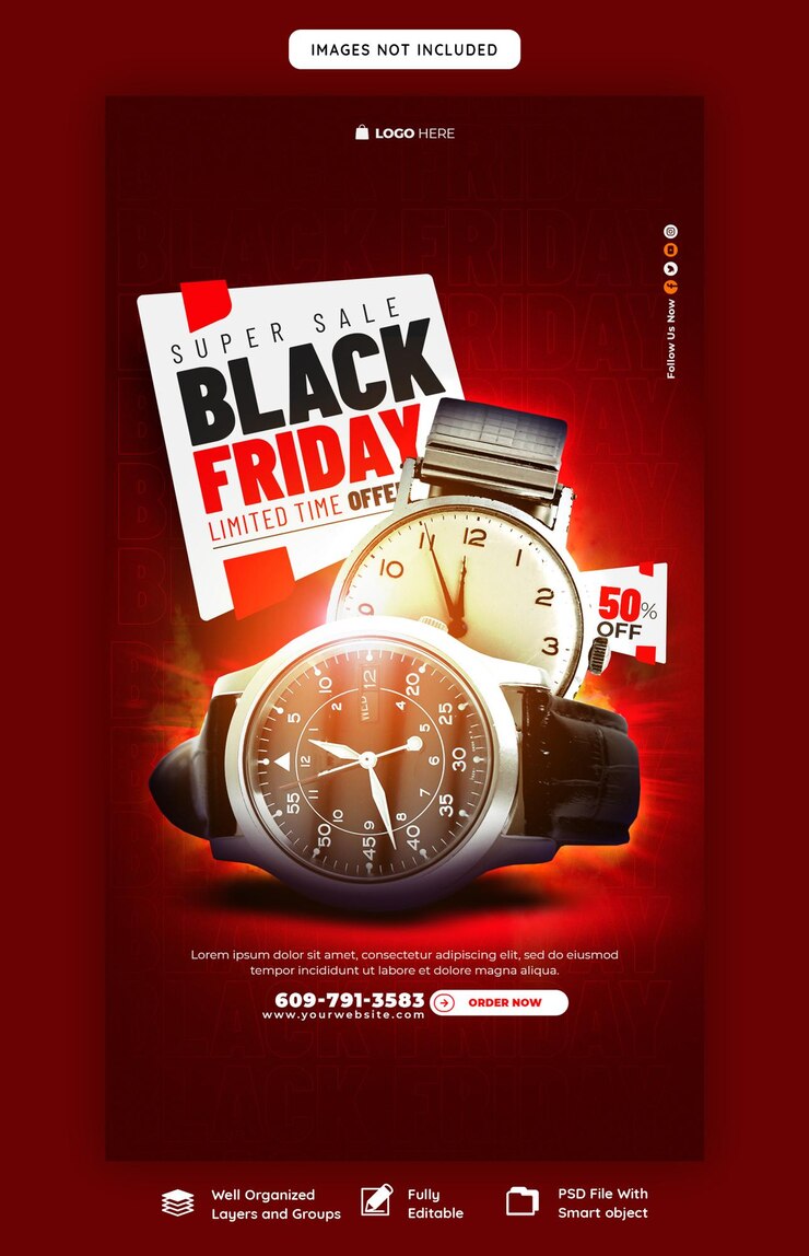 PSD black friday super sale instagram en facebook verhaalbannersjabloon