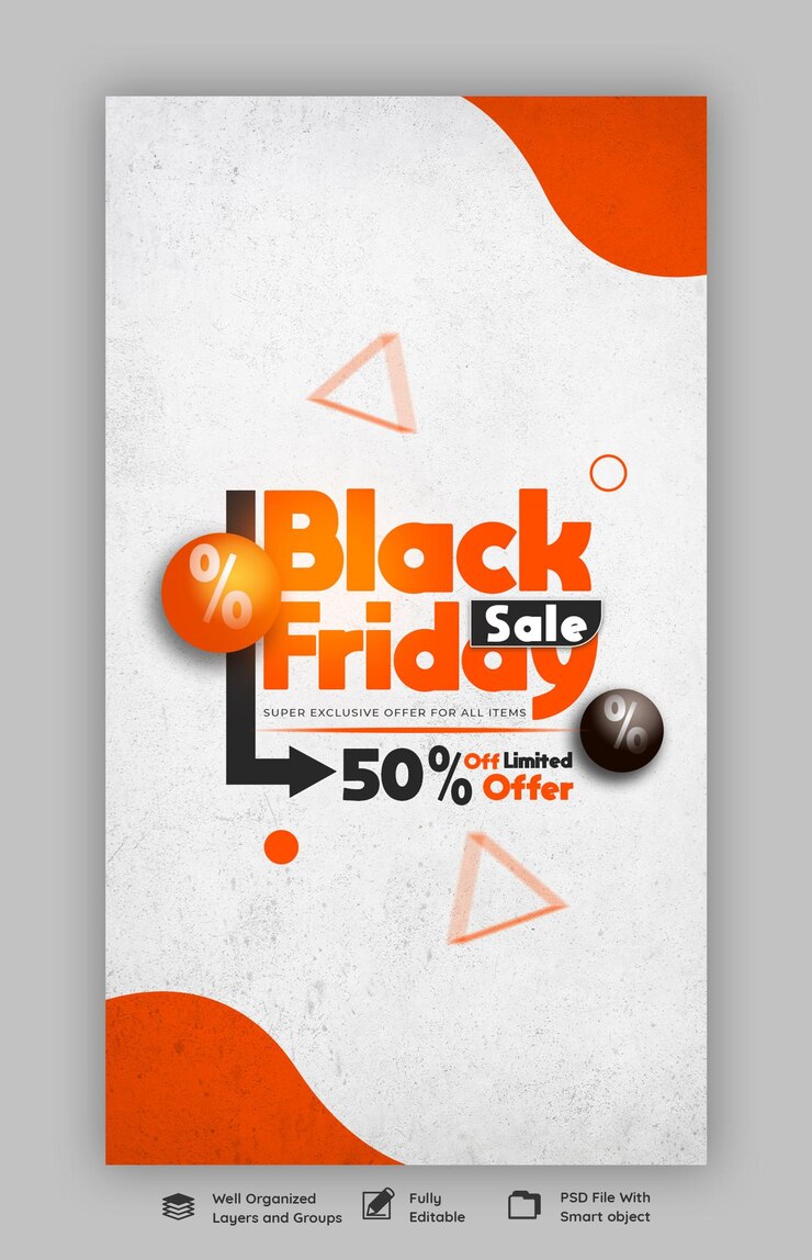 PSD black friday super sale instagram and facebook story banner template