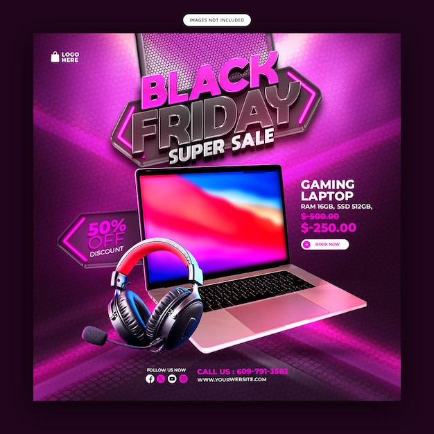 PSD black friday super sale banner sui social media o modello di post su instagram