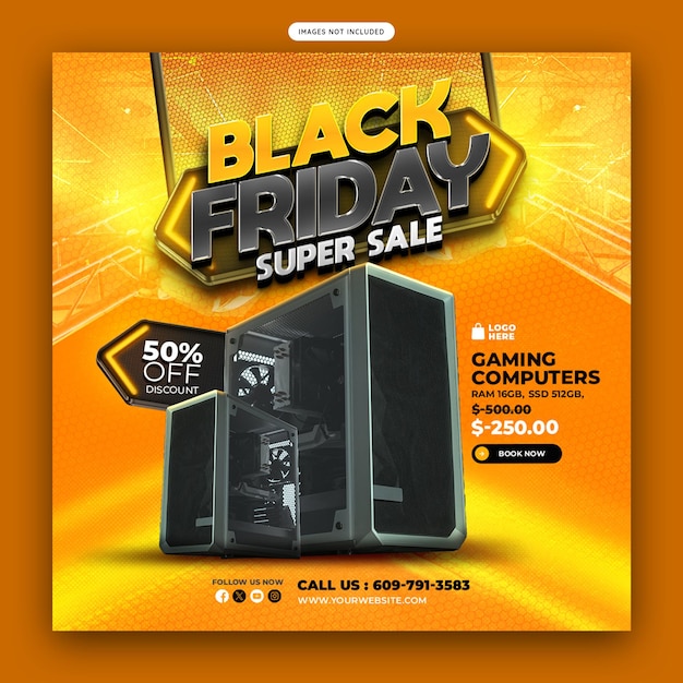 Black friday super sale social media banner or instagram post template