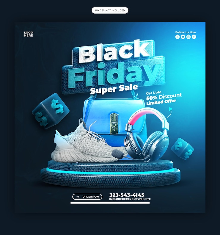 PSD black friday super sale social media banner or instagram post template