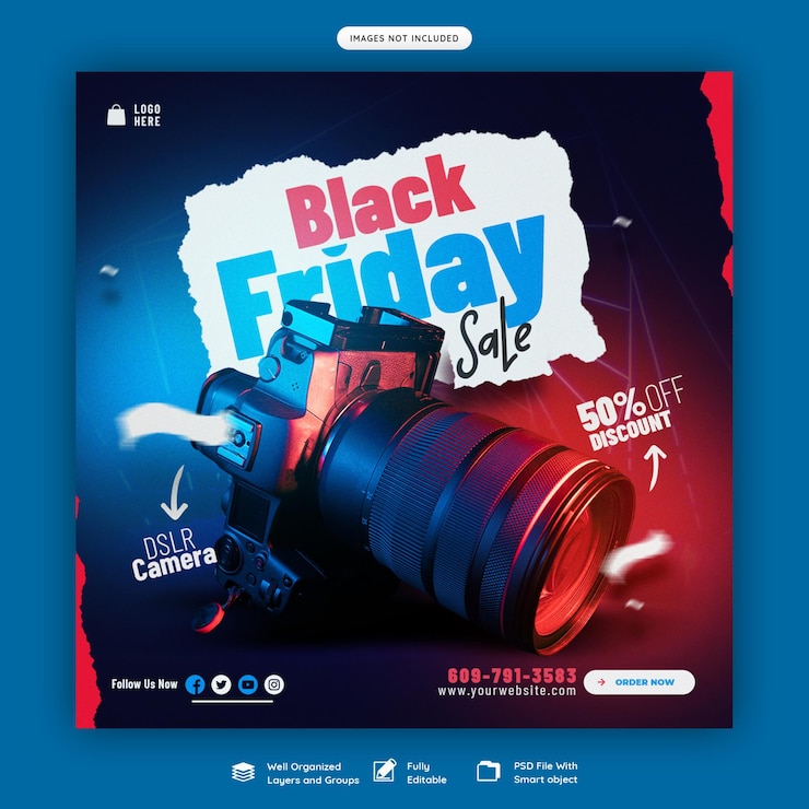 PSD black friday super sale social media banner template