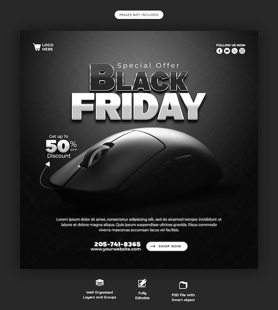 PSD Шаблон баннера для социальных сетей black friday super sale