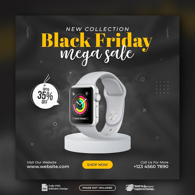 PSD black friday super sale social media banner template