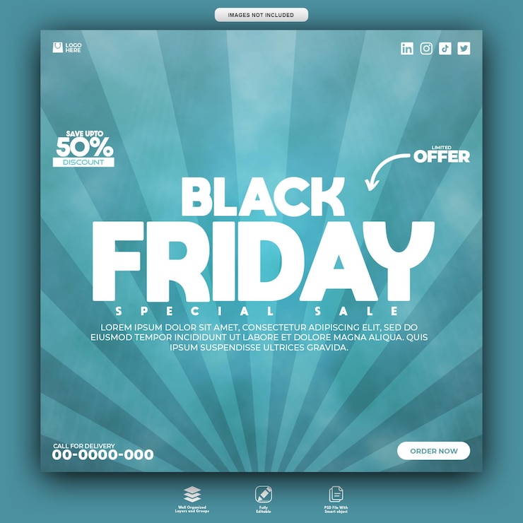 PSD black friday super sale social media banner template